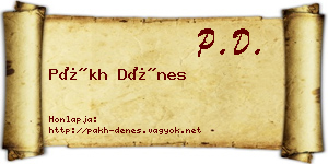 Pákh Dénes névjegykártya