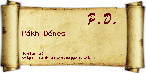 Pákh Dénes névjegykártya